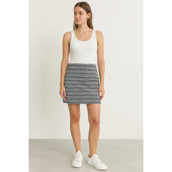 Talbots SZ 14P Novelty Fish Print Cotton Spandex Skirt White Blue Black - Picture 1 of 7